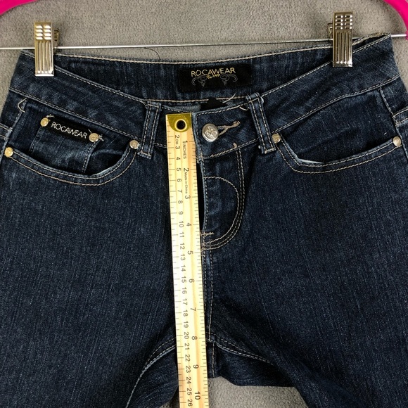 ROCAWEAR 1999 Embroidered Pocket Y2K Blue skinny Jeans size 3 - Picture 13 of 14
